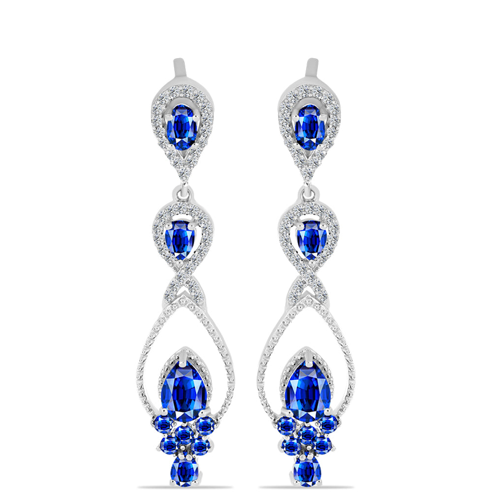 Pendientes de Plata con Zafiro Azul Australiano y Topacio Blanco