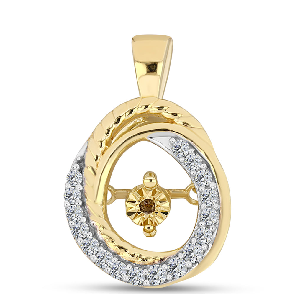 Colgante de Plata Bañada en Oro con Diamante Cognac y Topacio Blanco