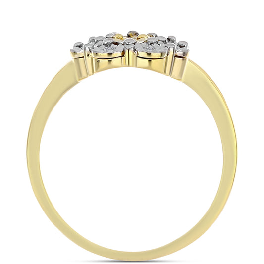 Anillo de Plata Bañada en Oro con Diamante Cognac y Topacio Blanco