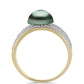 Anillo de Plata Bañada en Oro con Perla de río Tahiti verde ilusión y Topacio Blanco