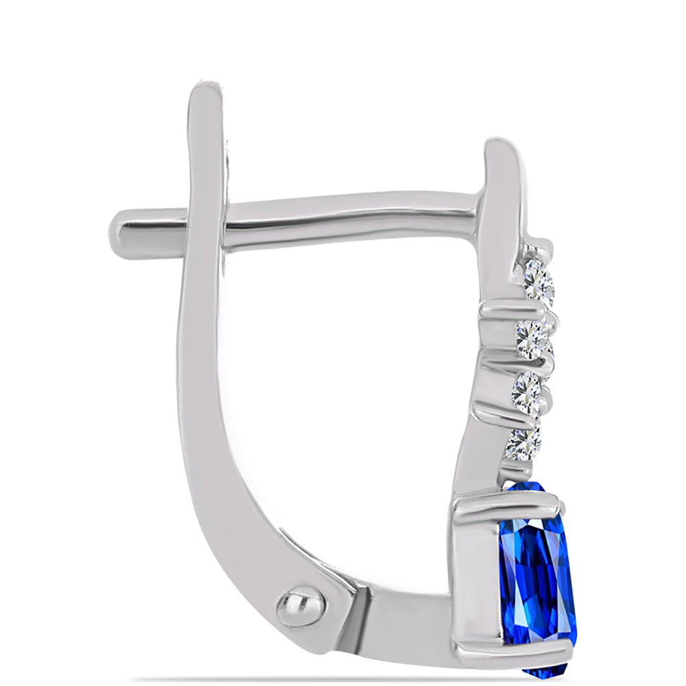 Pendientes de Plata con Zafiro Azul Australiano y Topacio Blanco 2 