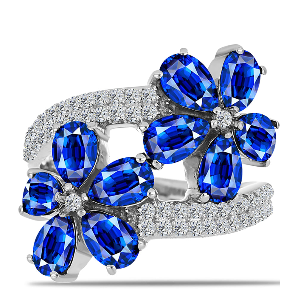 Anillo de Plata con Zafiro Azul Australiano y Topacio Blanco 1 