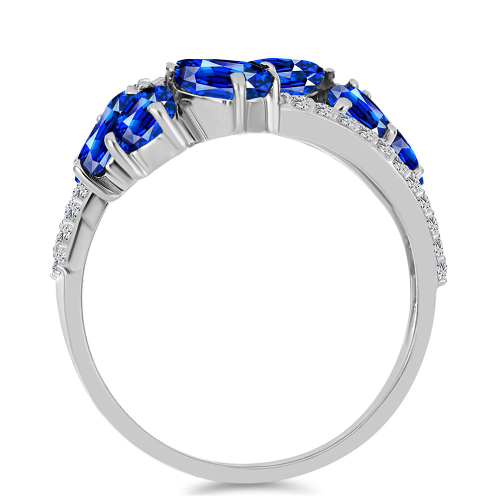 Anillo de Plata con Zafiro Azul Australiano y Topacio Blanco 2 