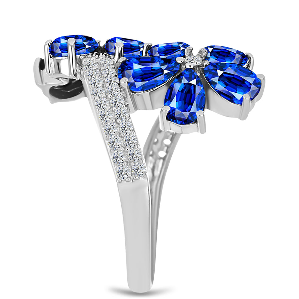 Anillo de Plata con Zafiro Azul Australiano y Topacio Blanco 4 