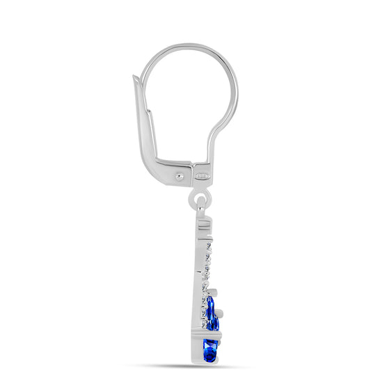 Pendientes de Plata con Zafiro Azul Australiano y Topacio Blanco