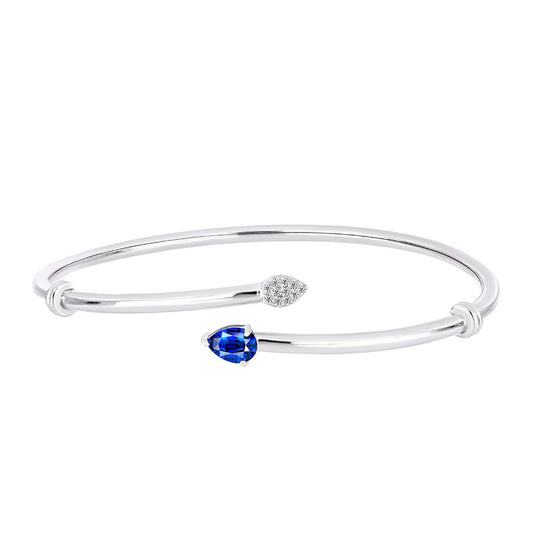 Brazalete de Plata con Zafiro Azul Australiano y Topacio Blanco