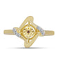 Anillo de Plata Bañada en Oro con Diamante Cognac y Topacio Blanco