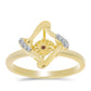 Anillo de Plata Bañada en Oro con Diamante Cognac y Topacio Blanco