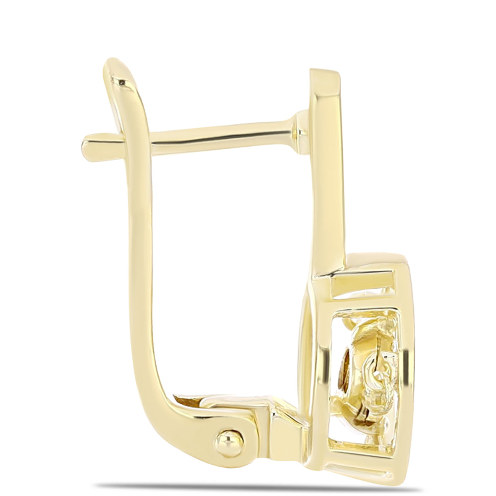 Pendientes de Plata Bañada en Oro con Diamante Cognac 2 