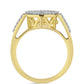 Anillo de Plata Bañada en Oro con Diamante Cognac y Topacio Blanco