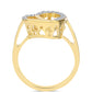 Anillo de Plata Bañada en Oro con Diamante Cognac y Topacio Blanco