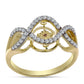 Anillo de Plata Bañada en Oro con Diamante Cognac y Topacio Blanco