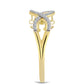 Anillo de Plata Bañada en Oro con Diamante Cognac y Topacio Blanco