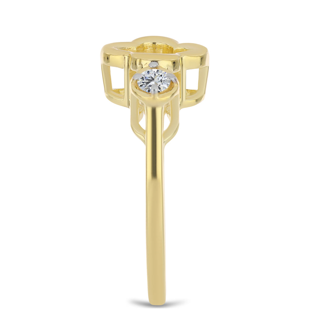 Anillo de Plata Bañada en Oro con Diamante Cognac y Topacio Blanco
