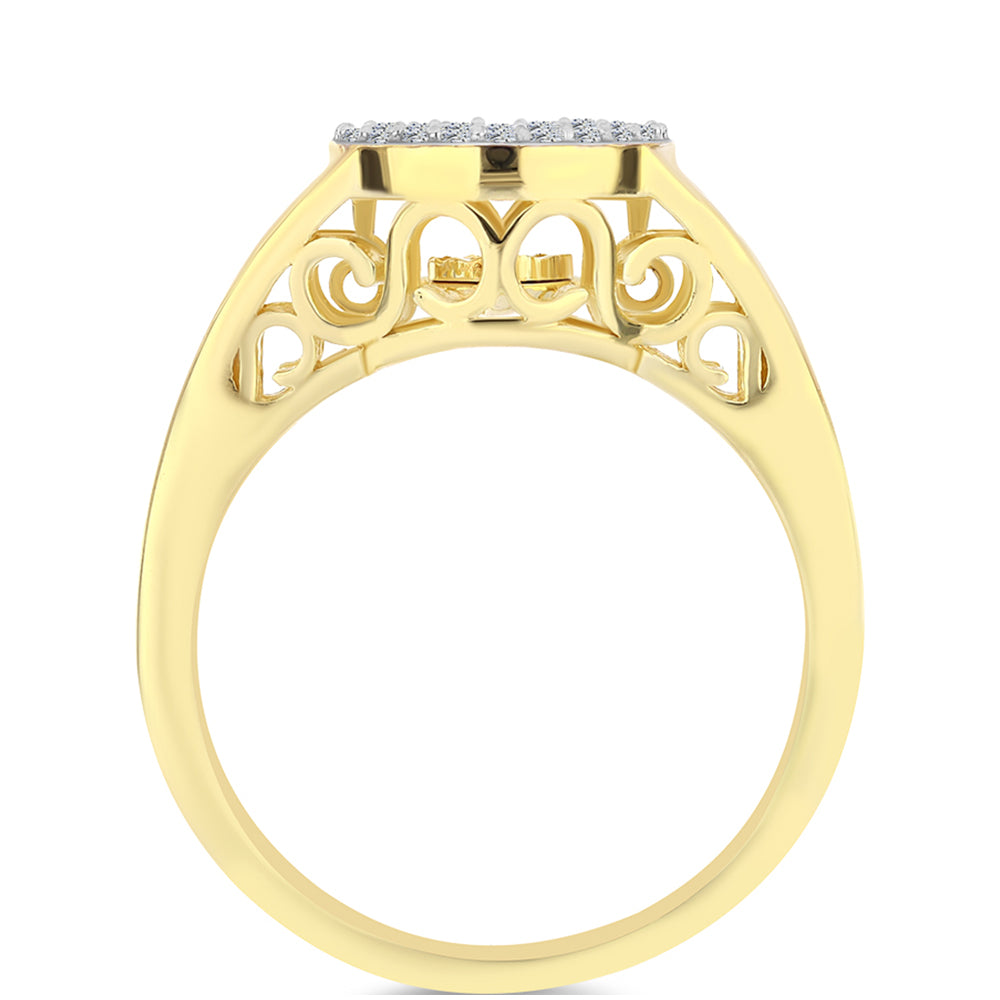 Anillo de Plata Bañada en Oro con Diamante Cognac y Topacio Blanco 2 