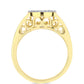 Anillo de Plata Bañada en Oro con Diamante Cognac y Topacio Blanco