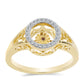 Anillo de Plata Bañada en Oro con Diamante Cognac y Topacio Blanco