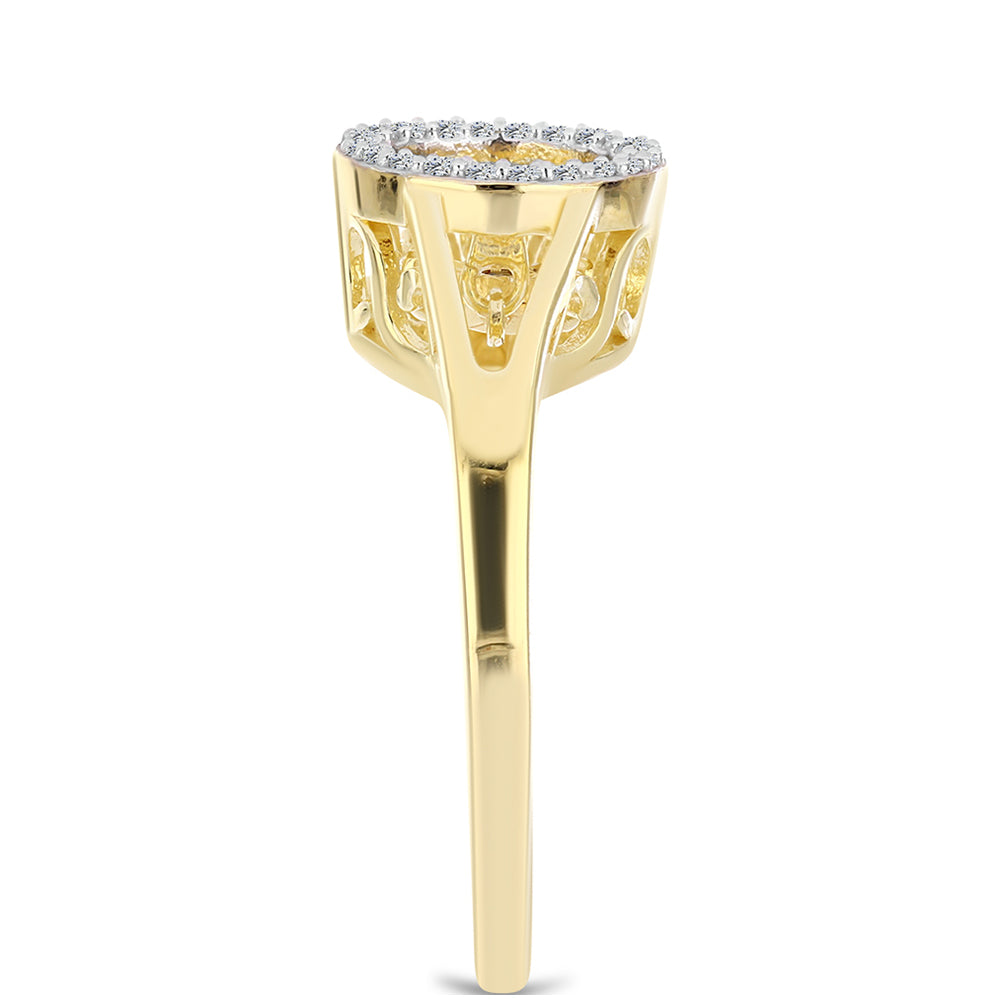 Anillo de Plata Bañada en Oro con Diamante Cognac y Topacio Blanco 4 