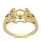 Anillo de Plata Bañada en Oro con Diamante Cognac y Topacio Blanco