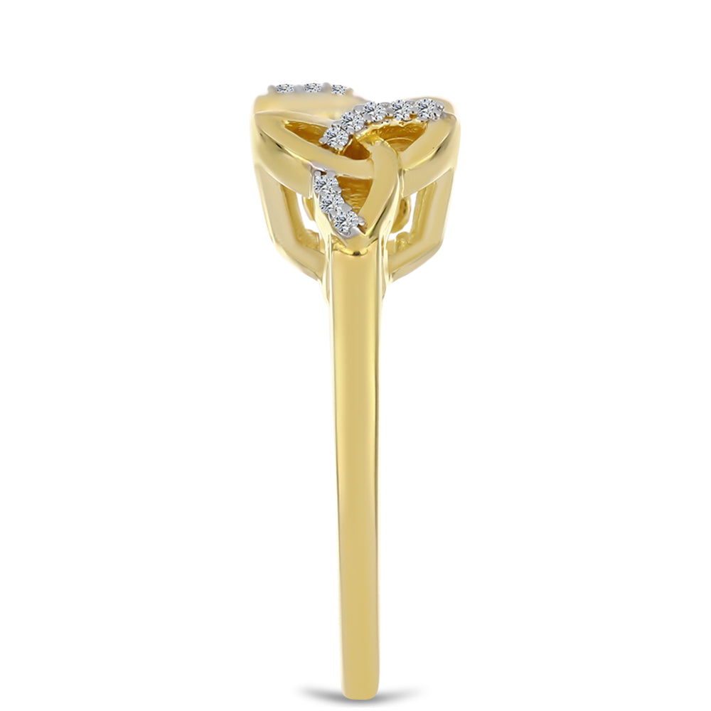 Anillo de Plata Bañada en Oro con Diamante Cognac y Topacio Blanco 4 