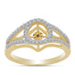Anillo de Plata Bañada en Oro con Diamante Cognac y Topacio Blanco