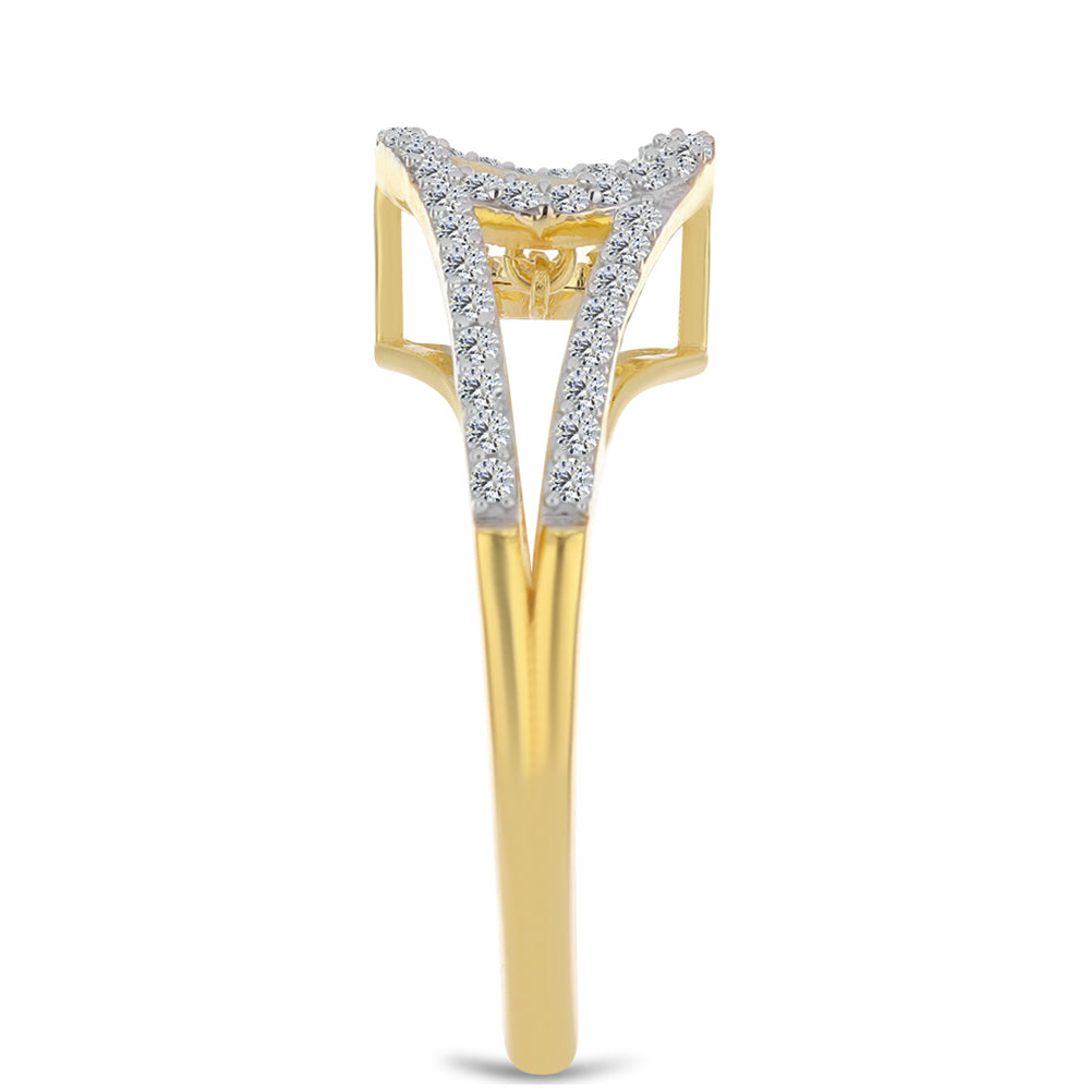 Anillo de Plata Bañada en Oro con Diamante Cognac y Topacio Blanco 4 