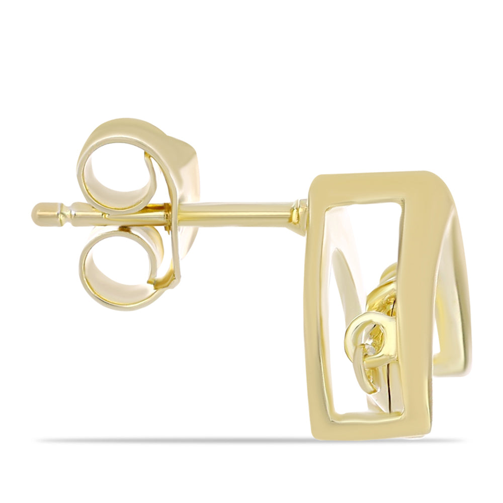 Pendientes de Plata Bañada en Oro con Diamante Cognac 2 