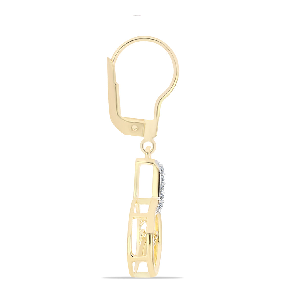 Pendientes de Plata Bañada en Oro con Diamante Cognac y Topacio Blanco 2 