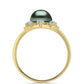 Anillo de Plata Bañada en Oro con Perla de río Tahiti verde ilusión y Topacio Blanco