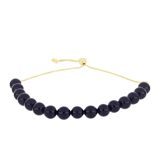 Pulsera de Plata Bañada en Oro con Ónix Negro