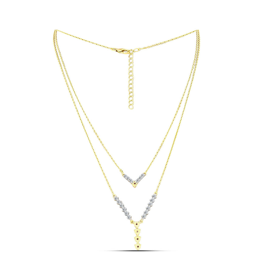 Collar de Plata Bañada en Oro con Diamante Cognac y Topacio Blanco