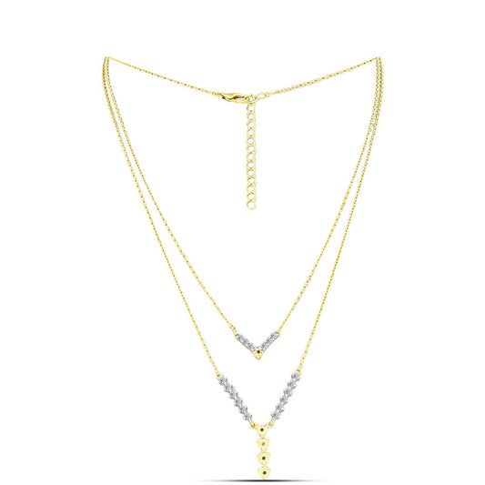 Collar de Plata Bañada en Oro con Diamante Cognac y Topacio Blanco