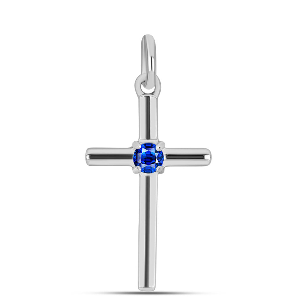Cruz Colgante de Plata con Zafiro Azul Australiano 1 