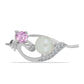 Broche de Plata con Kunzita de Pala y Perla de Agua Dulce Blanca
