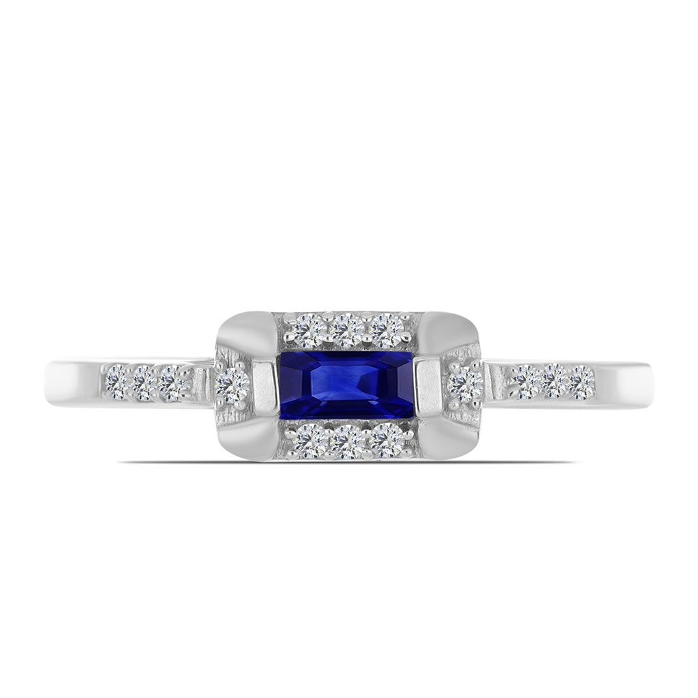 Anillo de Plata con Zafiro Azul Australiano y Topacio Blanco