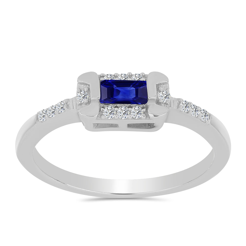 Anillo de Plata con Zafiro Azul Australiano y Topacio Blanco