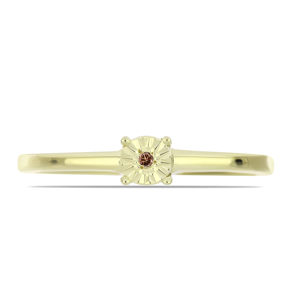 Anillo de Plata Bañada en Oro con Diamante Cognac 1 