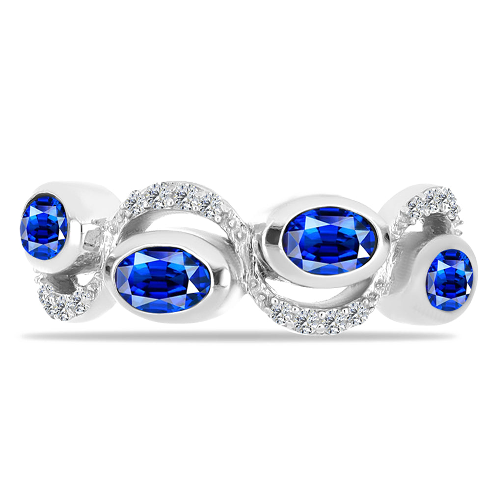 Anillo de Plata con Zafiro Azul Australiano y Topacio Blanco