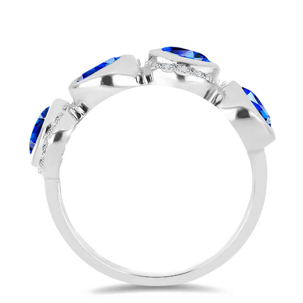Anillo de Plata con Zafiro Azul Australiano y Topacio Blanco 2 
