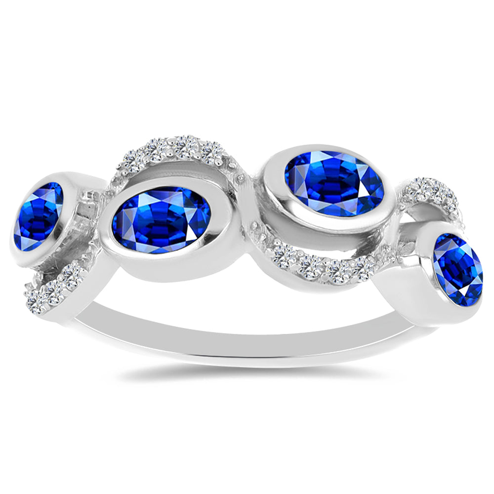 Anillo de Plata con Zafiro Azul Australiano y Topacio Blanco 3 
