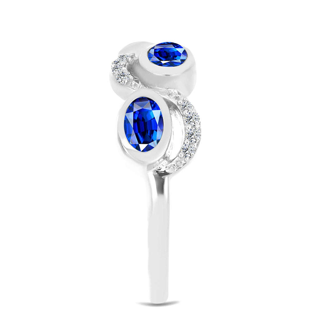 Anillo de Plata con Zafiro Azul Australiano y Topacio Blanco 4 