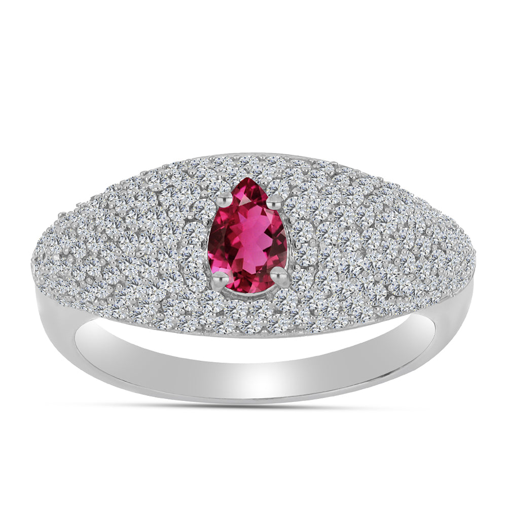 Anillo de Plata con Rubelita de Cruzeiro y Topacio Blanco 3 