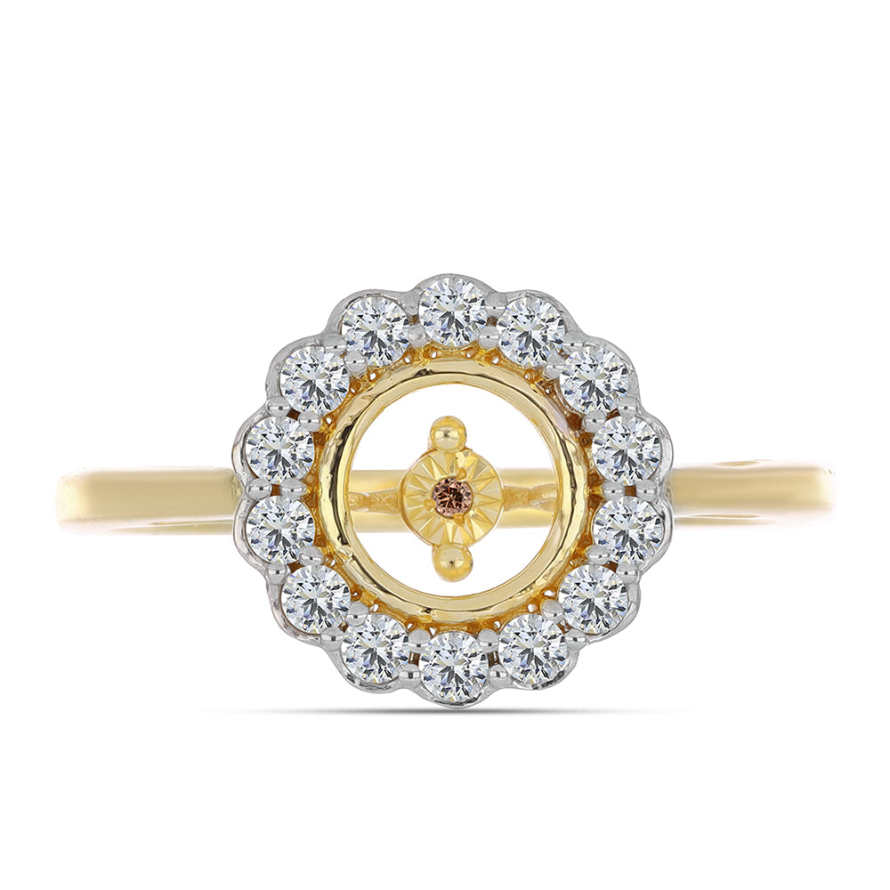 Anillo de Plata Bañada en Oro con Diamante Cognac y Topacio Blanco 1 