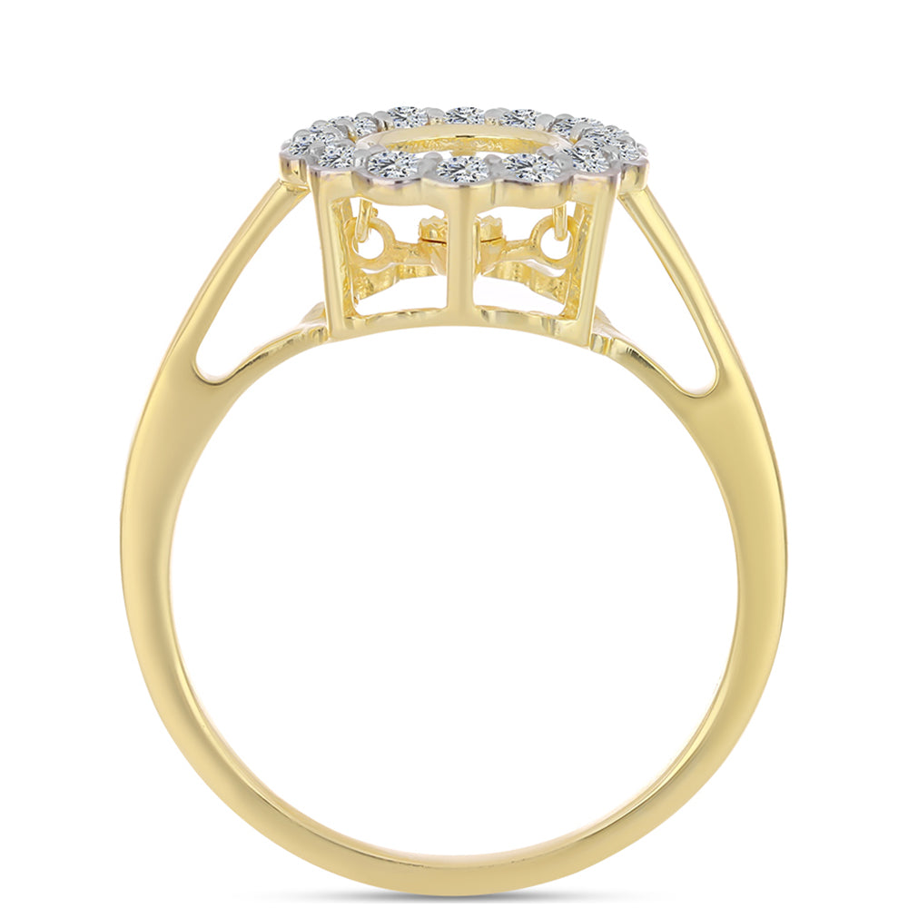 Anillo de Plata Bañada en Oro con Diamante Cognac y Topacio Blanco 2 