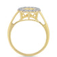 Anillo de Plata Bañada en Oro con Diamante Cognac y Topacio Blanco