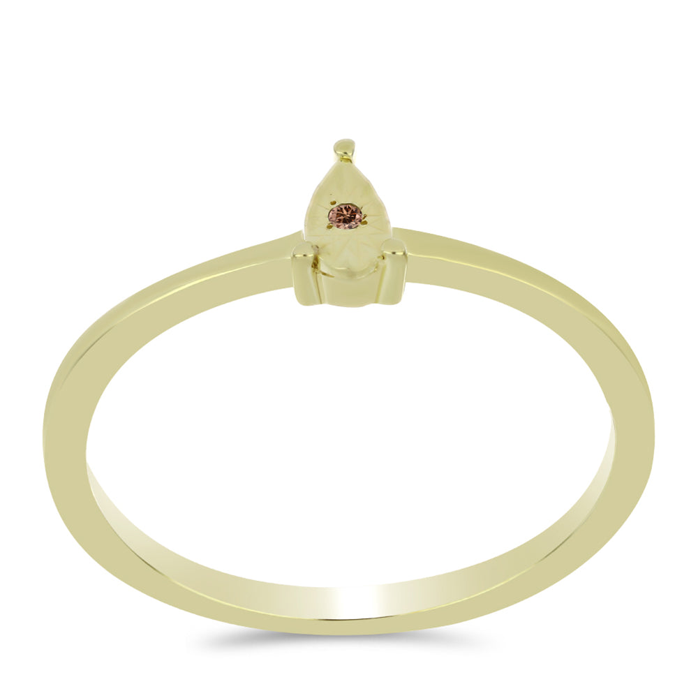 Anillo de Plata Bañada en Oro con Diamante Cognac 3 