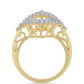 Anillo de Plata Bañada en Oro con Diamante Cognac y Topacio Blanco