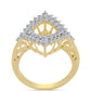 Anillo de Plata Bañada en Oro con Diamante Cognac y Topacio Blanco