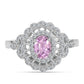 Anillo de Plata con Kunzita de Pala y Topacio Blanco