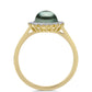 Anillo de Plata Bañada en Oro con Perla de río Tahiti verde ilusión y Topacio Blanco